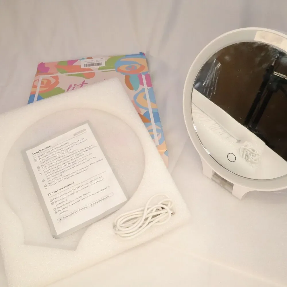 Mirror with Adjustable Color & Rotation 10X/1X Lighted Travel Makeup